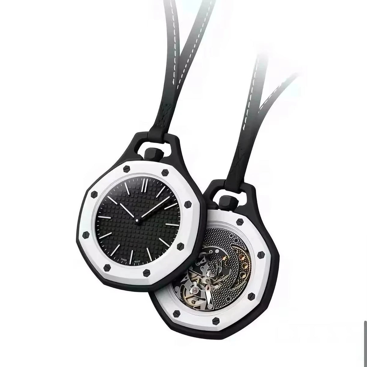 Octagonal Candy Color Pocket Watch Pendant, Unisex Quartz Watch with Leather Lanyard, Casual Fashion Gift for Men & Women