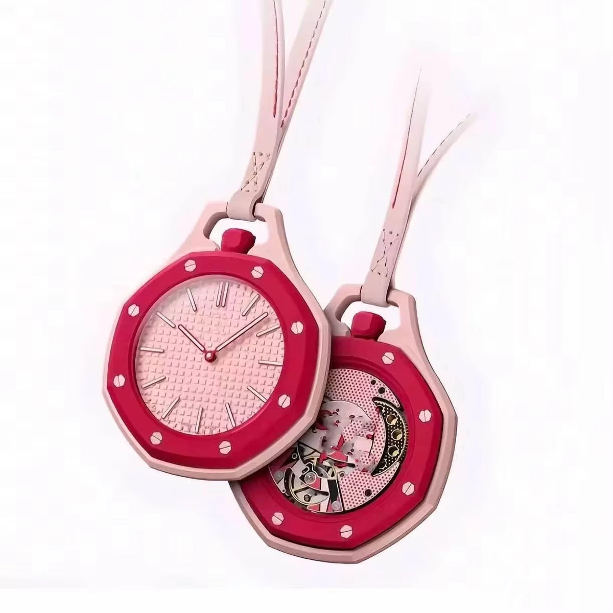 Octagonal Candy Color Pocket Watch Pendant, Unisex Quartz Watch with Leather Lanyard, Casual Fashion Gift for Men & Women
