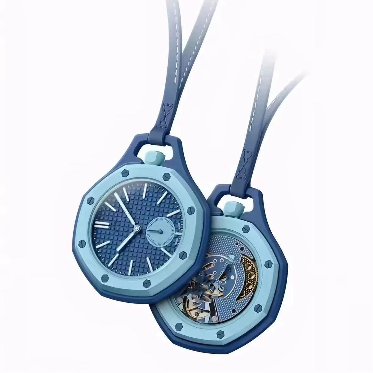 Octagonal Candy Color Pocket Watch Pendant, Unisex Quartz Watch with Leather Lanyard, Casual Fashion Gift for Men & Women
