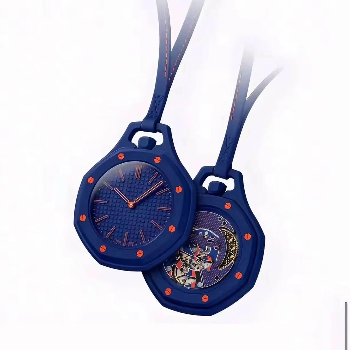 Octagonal Candy Color Pocket Watch Pendant, Unisex Quartz Watch with Leather Lanyard, Casual Fashion Gift for Men & Women