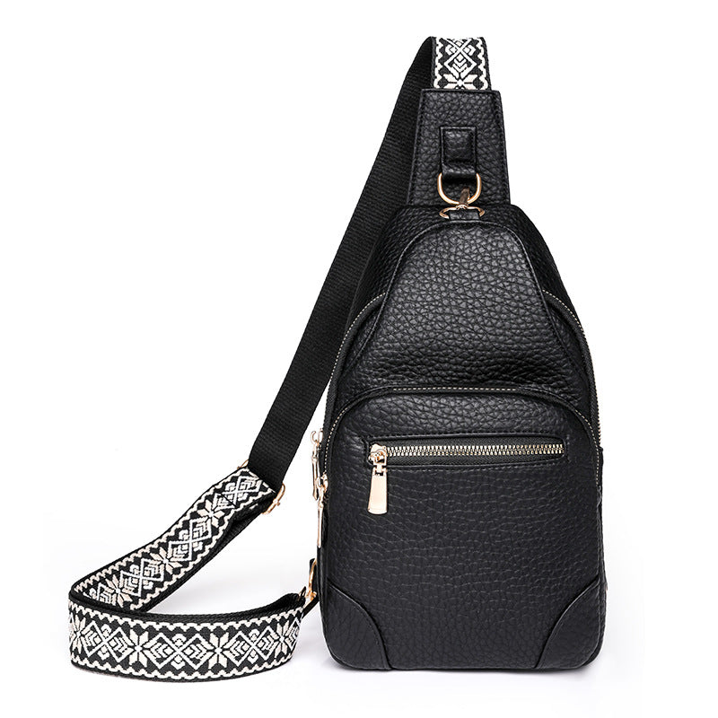 Cross-border Women's Chest Bag Soft Leather Fashion New Chest Crossbody Bag 2024 All-match Outgoing Backpack Casual Shoulder Bag