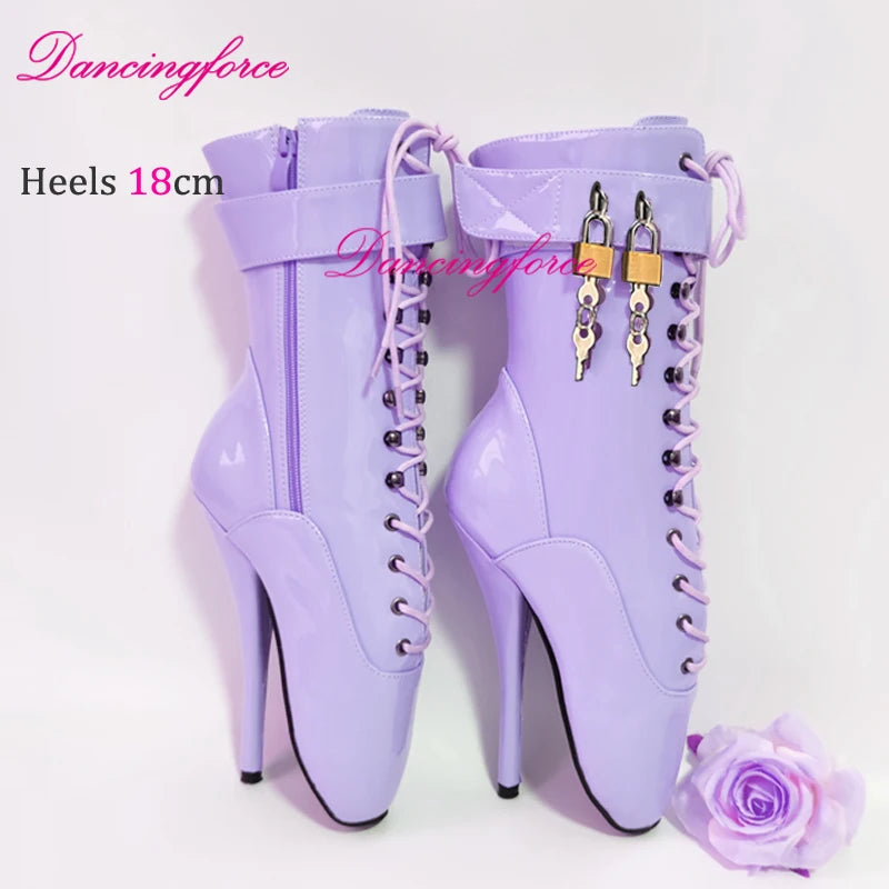 18cm/7.2-inch Super High Heels Ballet Ankle Boots SM Games Ultra High Fashion Ballet Shoes Lace Lock Size Eu36-46