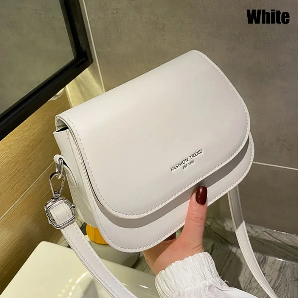 Women Simple Solid Color Saddle Shoulder Bag Crossbody Bag Flap Messenger Bag Women's Handbags