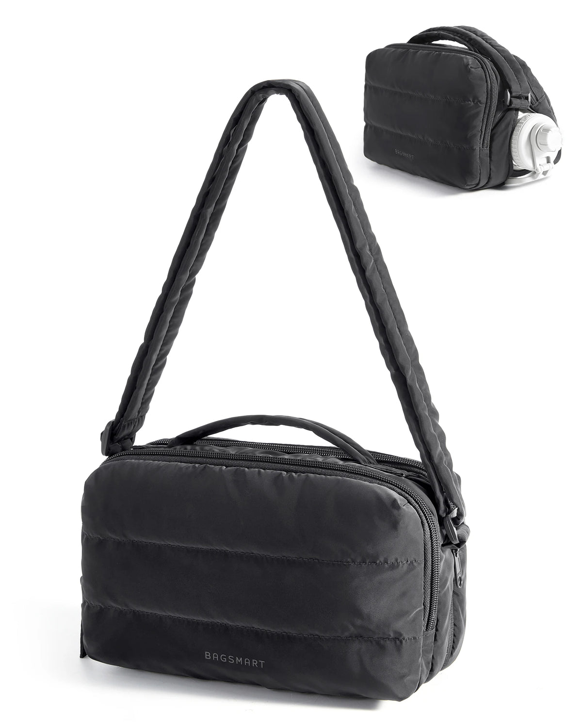 BAGSMART Women's Bags Travel Crossbody Bag with Expandable Bottle Pocket Water-Resistant Student Harajuku Shulder Bag