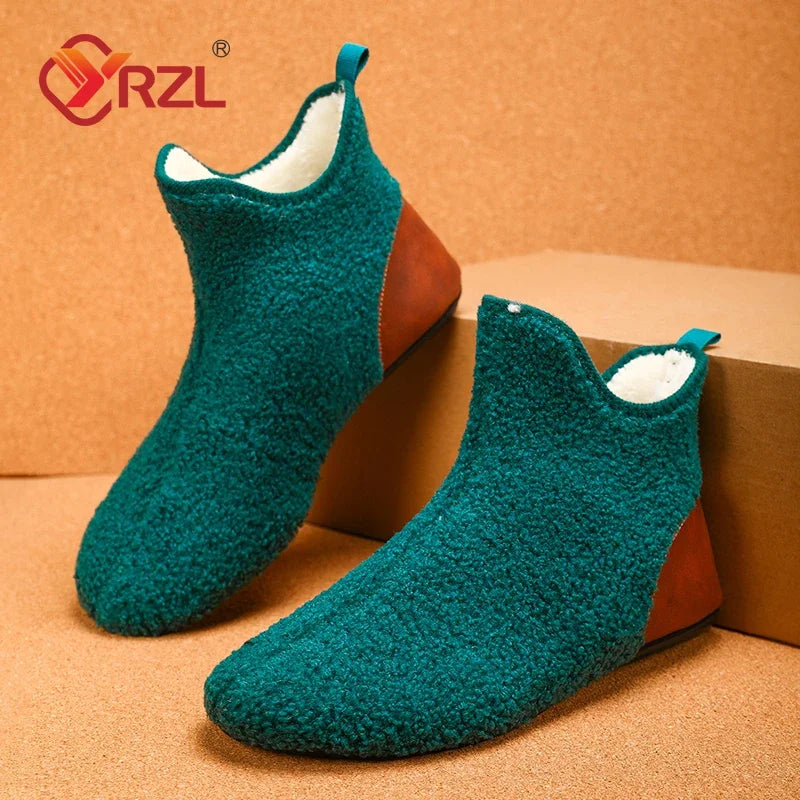 YRZL Winter Cotton Shoes Men High Top Warm Slip on Lightweight Slippers Men Plush Indoor Cotton Loafers Men Winter Warm Shoes
