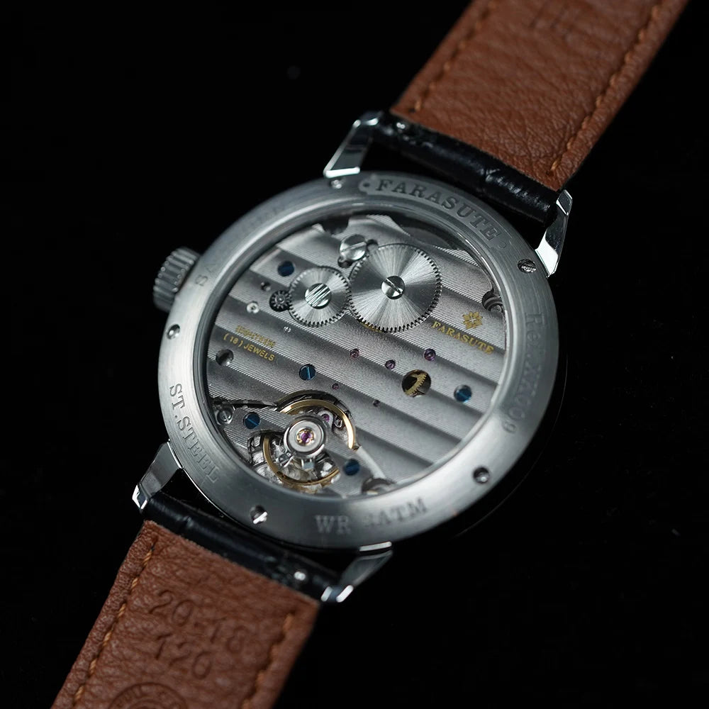 FARASUTE New 39mm Manual Customized Mechanical Movement Watch Men Casual Power Reserve 80 Hours Sapphire Wristwatch Reloj Hombre