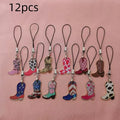 12pcs Western cowboy boot lanyard, suitable for mobile phones, bags, and ideal gifts for family and friends