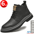 Ankel Boots Man Elevator  Height Increase Shoes for Men Business Insole 6CM Wedding Formal Black Leather