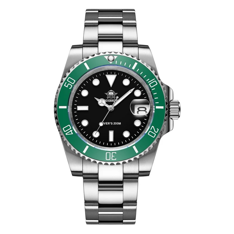 ADDIESDIVE Luxury Stainless Steel Quartz Watch For Men 20ATM Waterproof Date Clock Ceramic Bezel Sport Watches Relogio Masculino