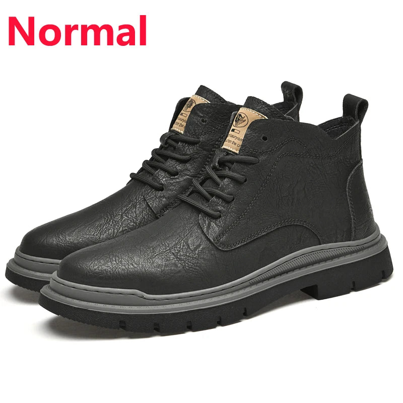 Ankel Boots Man Elevator  Height Increase Shoes for Men Business Insole 6CM Wedding Formal Black Leather