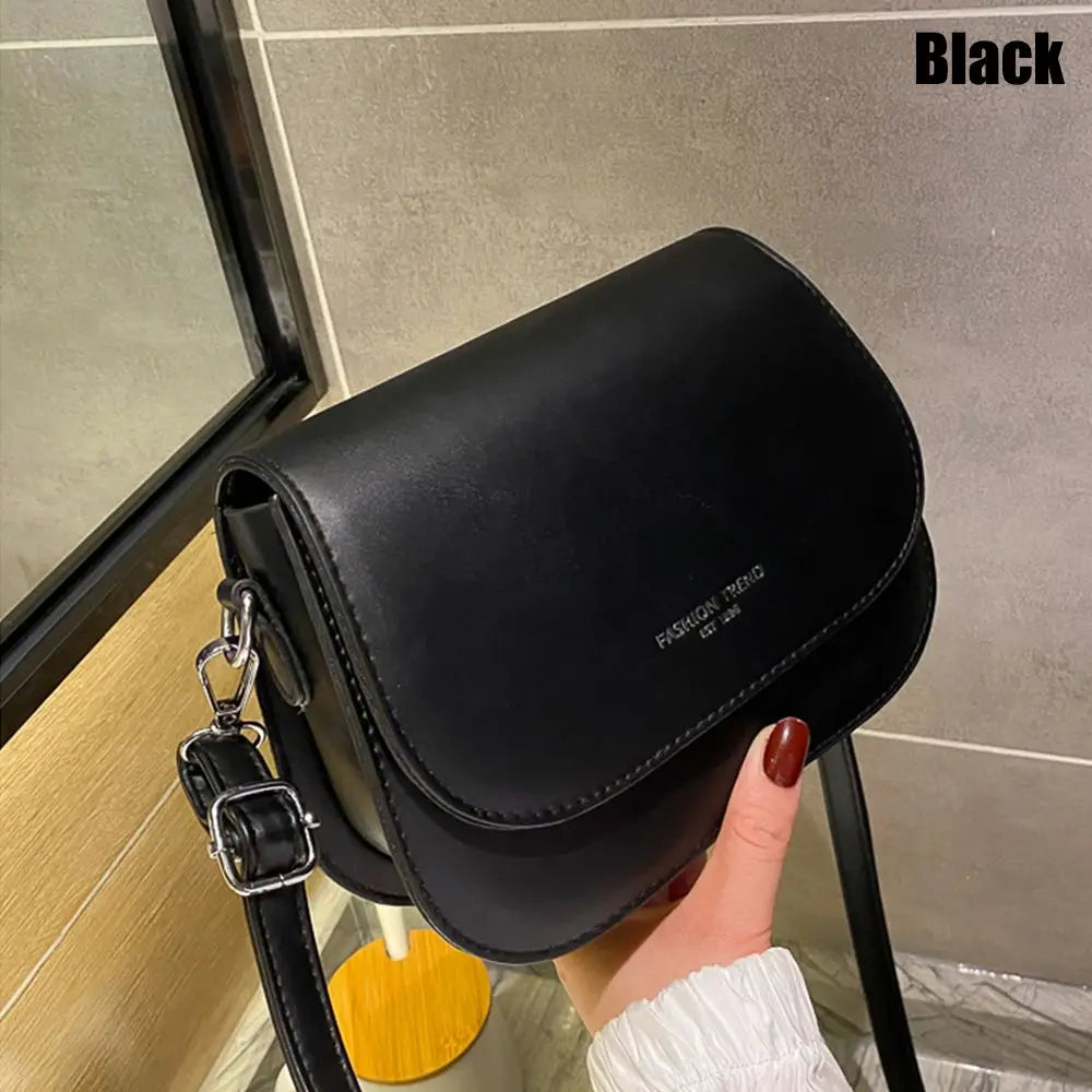Women Simple Solid Color Saddle Shoulder Bag Crossbody Bag Flap Messenger Bag Women's Handbags