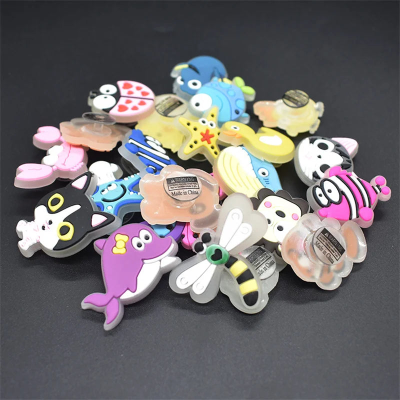 PVC glowing in dark  Shoe Decoration Buckle Charm Accessories 1pcs bling duck rubbit animal DIY Combination for clog DIY