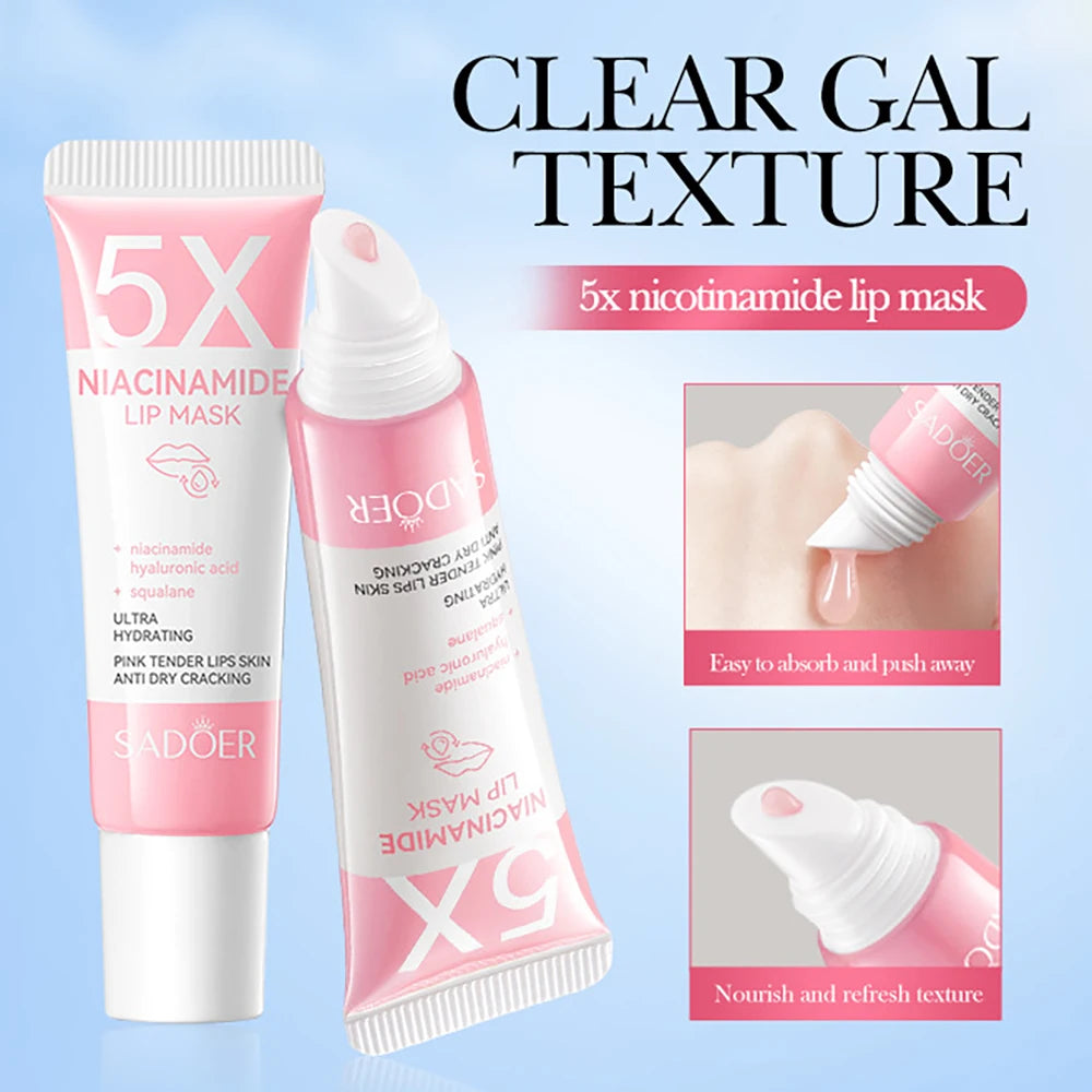 5X Niacinamide Plumping Lip Mask – Intense Hydration & Anti-Dryness for Soft, Pink Lips | Care Chapped Lips Overnig 10g/pc