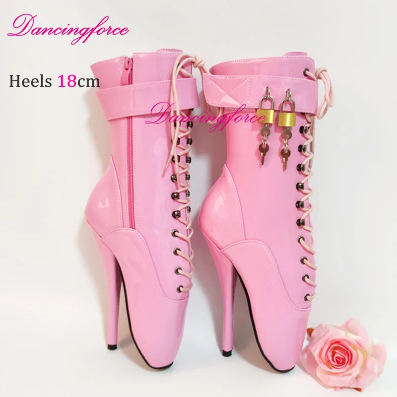 18cm/7.2-inch Super High Heels Ballet Ankle Boots SM Games Ultra High Fashion Ballet Shoes Lace Lock Size Eu36-46
