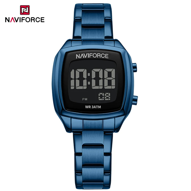 NAVIFORCE Watches for Women LCD Digital Waterproof Steel Band Female Casual Fashion Luxury Daily Wear Hot Sale Wristwatch NF5047
