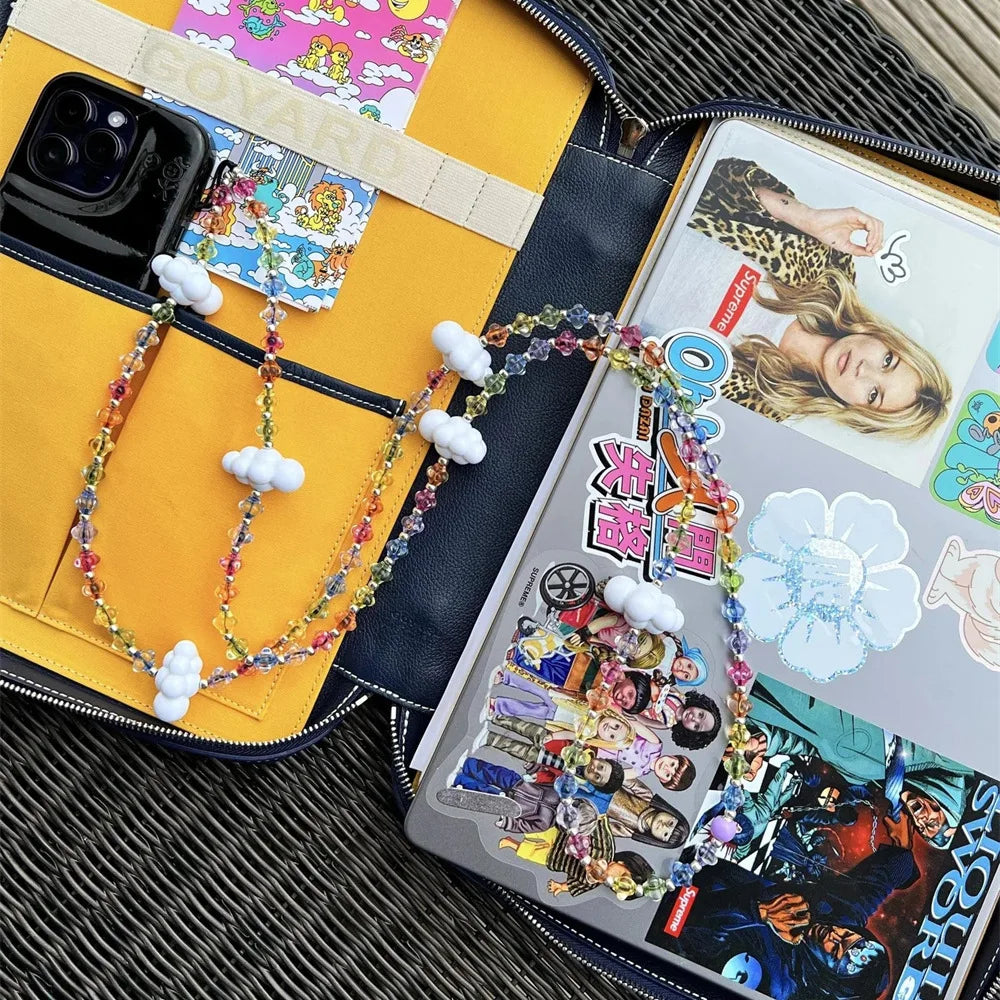 HERLOOK Clouds Phone Charm Colorful Beads Long Chain Strap Y2K Accessories Phone Lanyard Jewelry Cell Phones