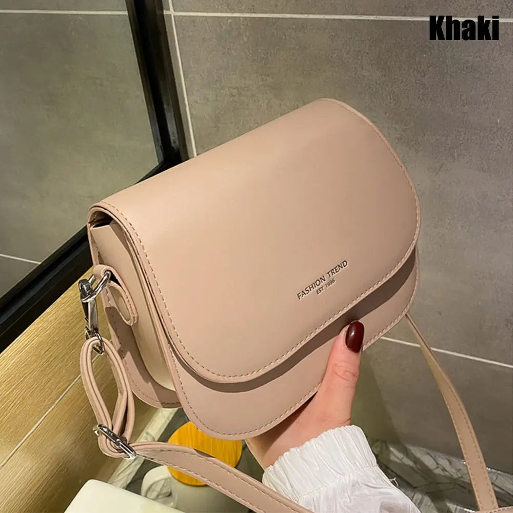 Women Simple Solid Color Saddle Shoulder Bag Crossbody Bag Flap Messenger Bag Women's Handbags