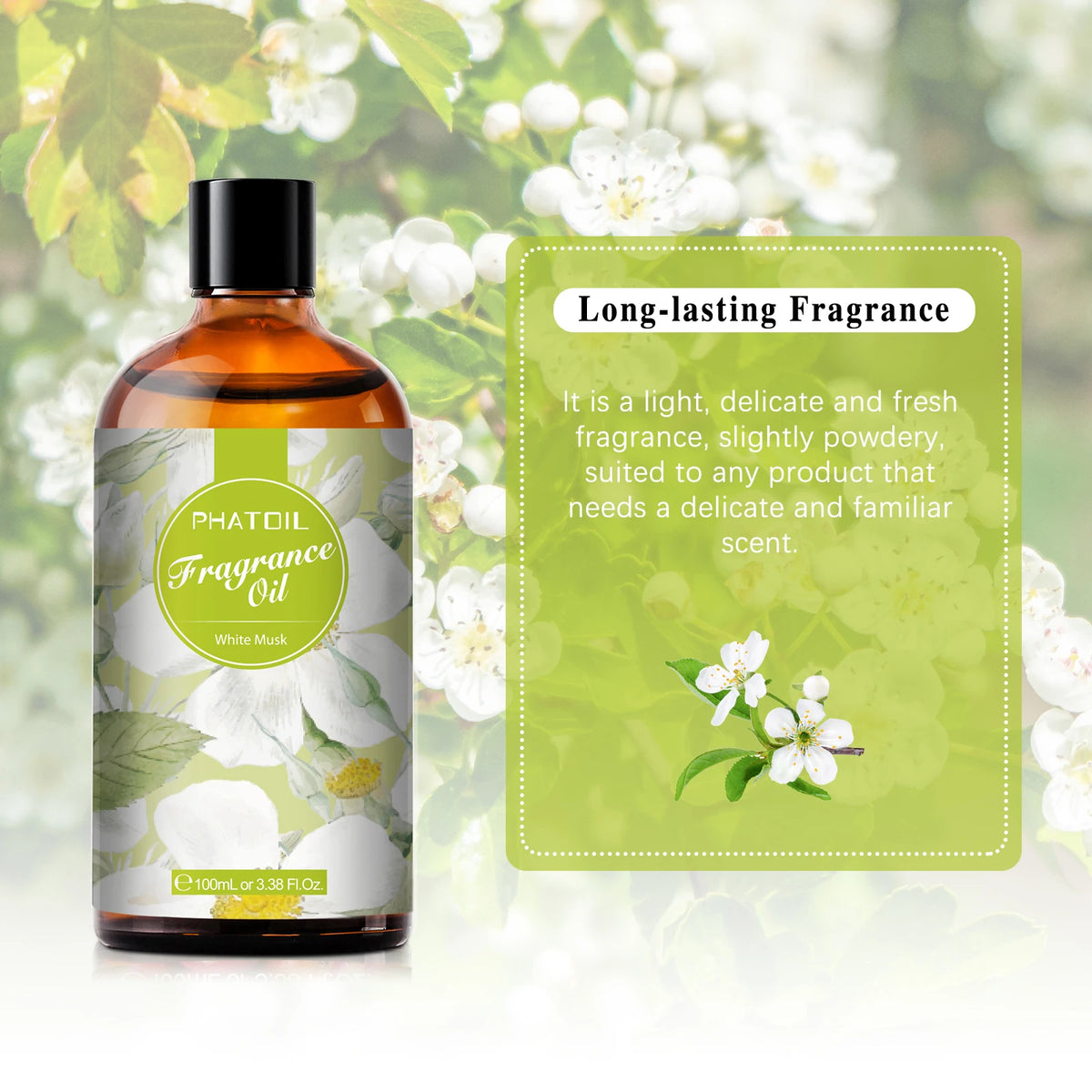 PHATOIL 100ml Flower Series Fragrance Oils For Diffuser Candle Making White Musk Bubble Gum Sea Breeze Baby Powder Aroma Oil
