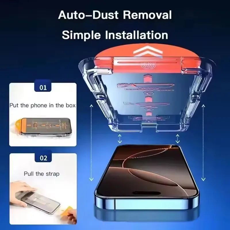 5Pcs Dust Proof Installation Privacy Screen Protector For iPhone 16 15 14 11 12 13 17 Pro Max XS XR X 7 8 16 Plus Anti-spy Glass