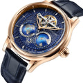  SEAKOSS 47mm Men Automatic Mechanical Watches Double Earth World Time Sapphire Glass 3D Rotate North South Earth Wristwatches