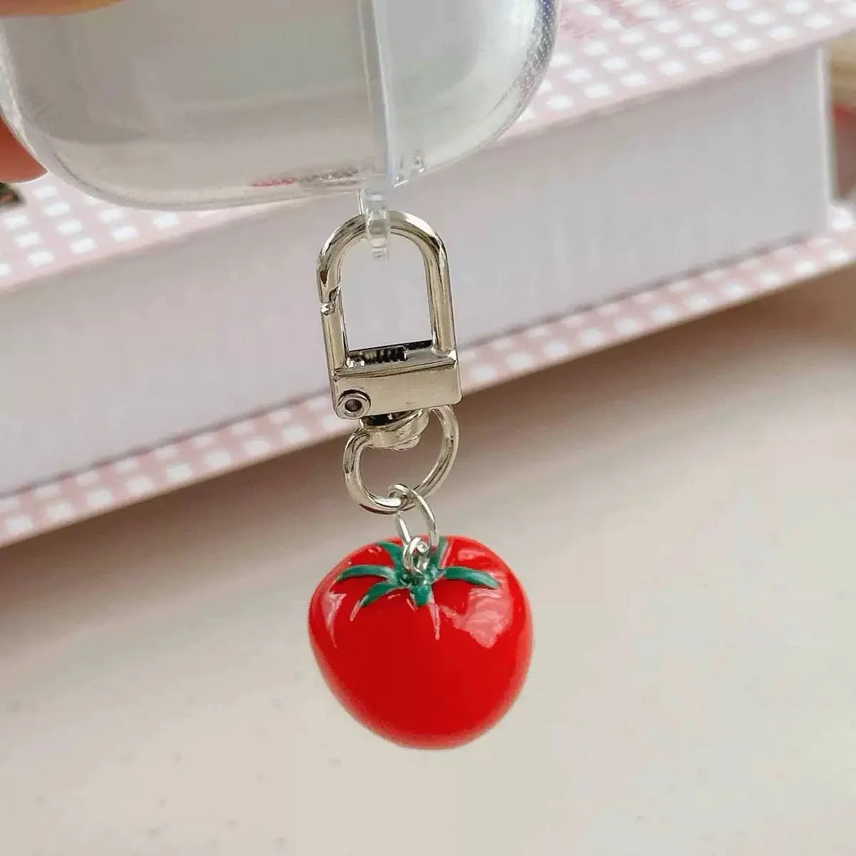 Realistic Tomato Fruit Phone Charm Keychain Resin Material Perfect for Backpacks Cell Phones and Key Chain Pendant Accessories
