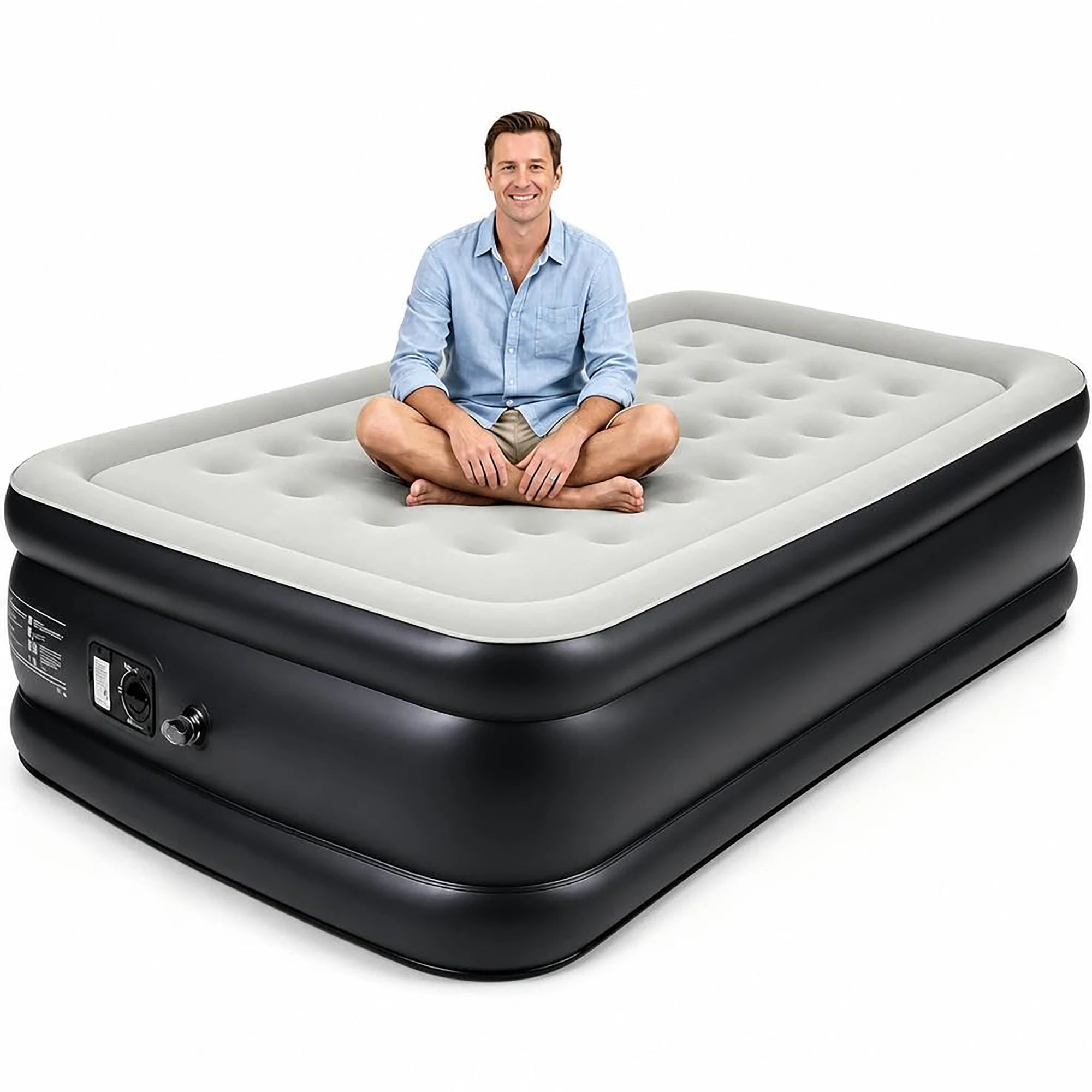 Twin/Queen Air Mattress With Built-in Pump, 18'' Raised Inflatable Guest Bed, 3-Min Fast Inflate, Honeycomb Support, 800lb