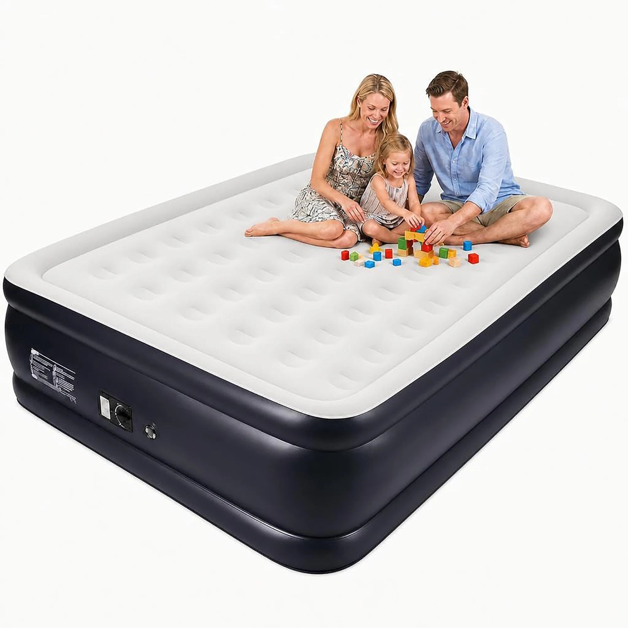 Twin/Queen Air Mattress With Built-in Pump, 18'' Raised Inflatable Guest Bed, 3-Min Fast Inflate, Honeycomb Support, 800lb