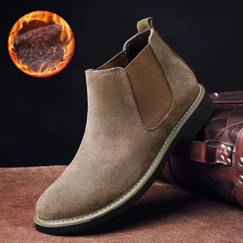 2023Casual shoes man  New Fashion Casual Men Ankle Chelsea Boots Male Shoes Cow Suede Leather Slip On Motorcycle Man Boot