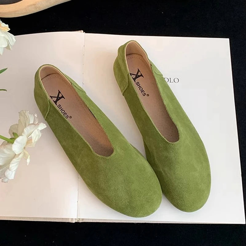 SUOJIALUN 2025 Spring New Women Flat Shoes Fashion Round Toe Slip On Ladies Casual Laofer Shoes Soft Flat Heel Outdoor Boat Shoe