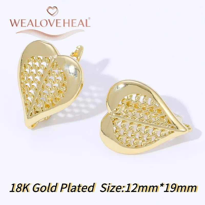 18K Gold Plated Brass Metal Leverback Earwire,Handmade DIY Earrings Findings Accessories, High Quality Heart Earring Hook Clasps