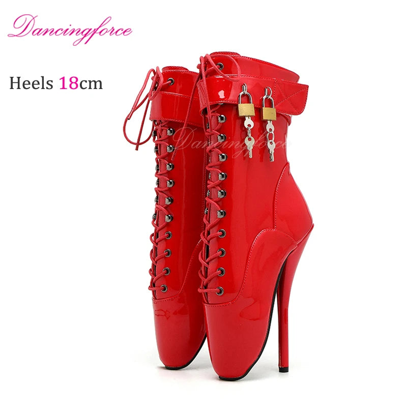 18cm/7.2-inch Super High Heels Ballet Ankle Boots SM Games Ultra High Fashion Ballet Shoes Lace Lock Size Eu36-46