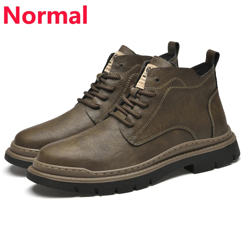 Ankel Boots Man Elevator  Height Increase Shoes for Men Business Insole 6CM Wedding Formal Black Leather