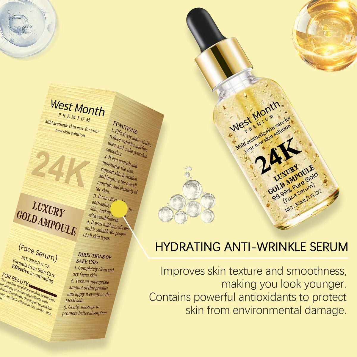24k Gold Facial Skin Care Set Anti Wrinkle Fade Dark Circles Firming Moisturizing Repairing Eye Mask Essence Korean Cosmetics