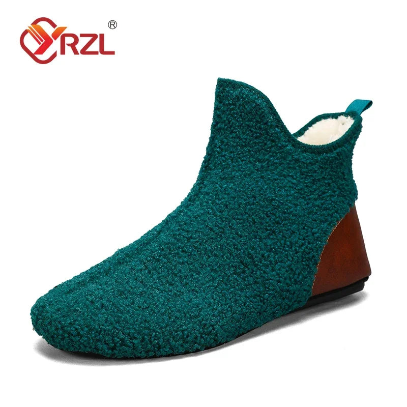 YRZL Winter Cotton Shoes Men High Top Warm Slip on Lightweight Slippers Men Plush Indoor Cotton Loafers Men Winter Warm Shoes