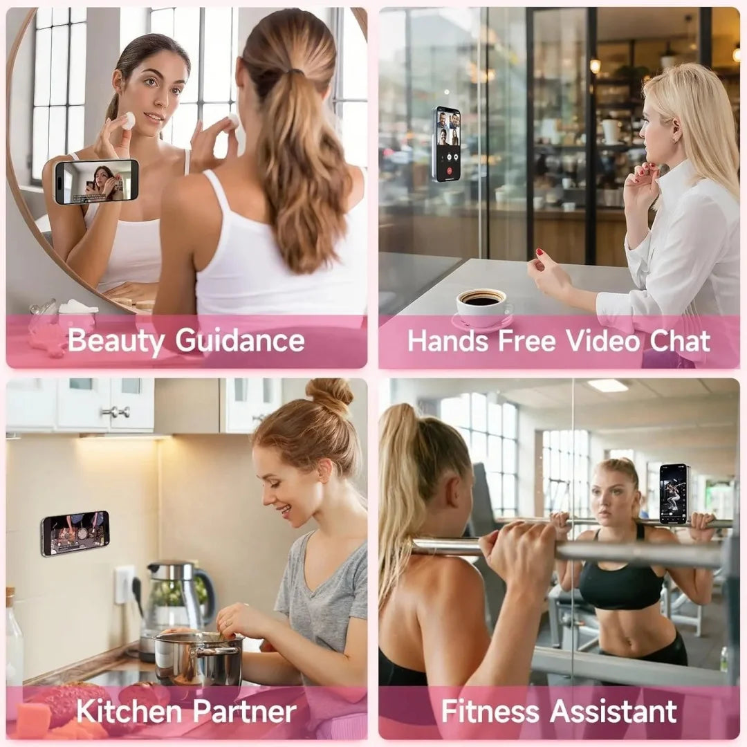 Silicone Phone Grip for iPhone & Android Hands-Free Cell Phone Holder with 40 Strong Suction Cups for Selfies Videos & Mobile Fidget Mirror Holder - Cellphone