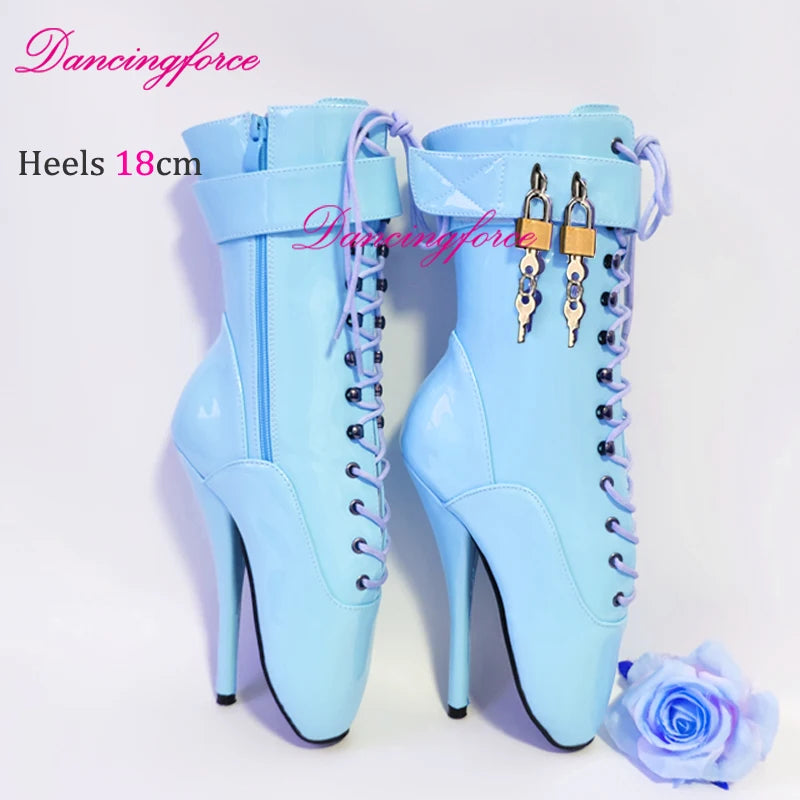 18cm/7.2-inch Super High Heels Ballet Ankle Boots SM Games Ultra High Fashion Ballet Shoes Lace Lock Size Eu36-46