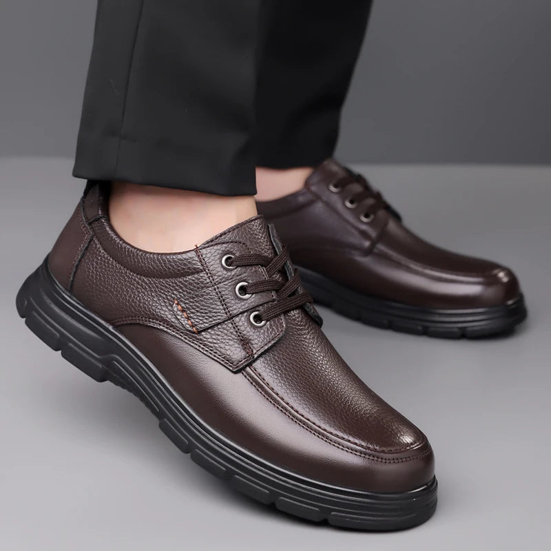 Retro Men Business Luxury Brand Loafers Breathable Slip on Italian Driving Shoes Genuine Leather Soft Soled Lace-up Leather Shoe