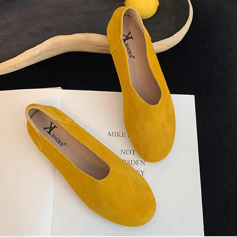 SUOJIALUN 2025 Spring New Women Flat Shoes Fashion Round Toe Slip On Ladies Casual Laofer Shoes Soft Flat Heel Outdoor Boat Shoe