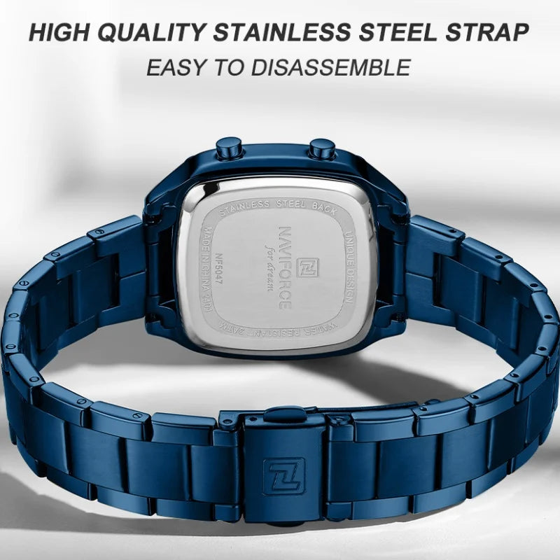NAVIFORCE Watches for Women LCD Digital Waterproof Steel Band Female Casual Fashion Luxury Daily Wear Hot Sale Wristwatch NF5047