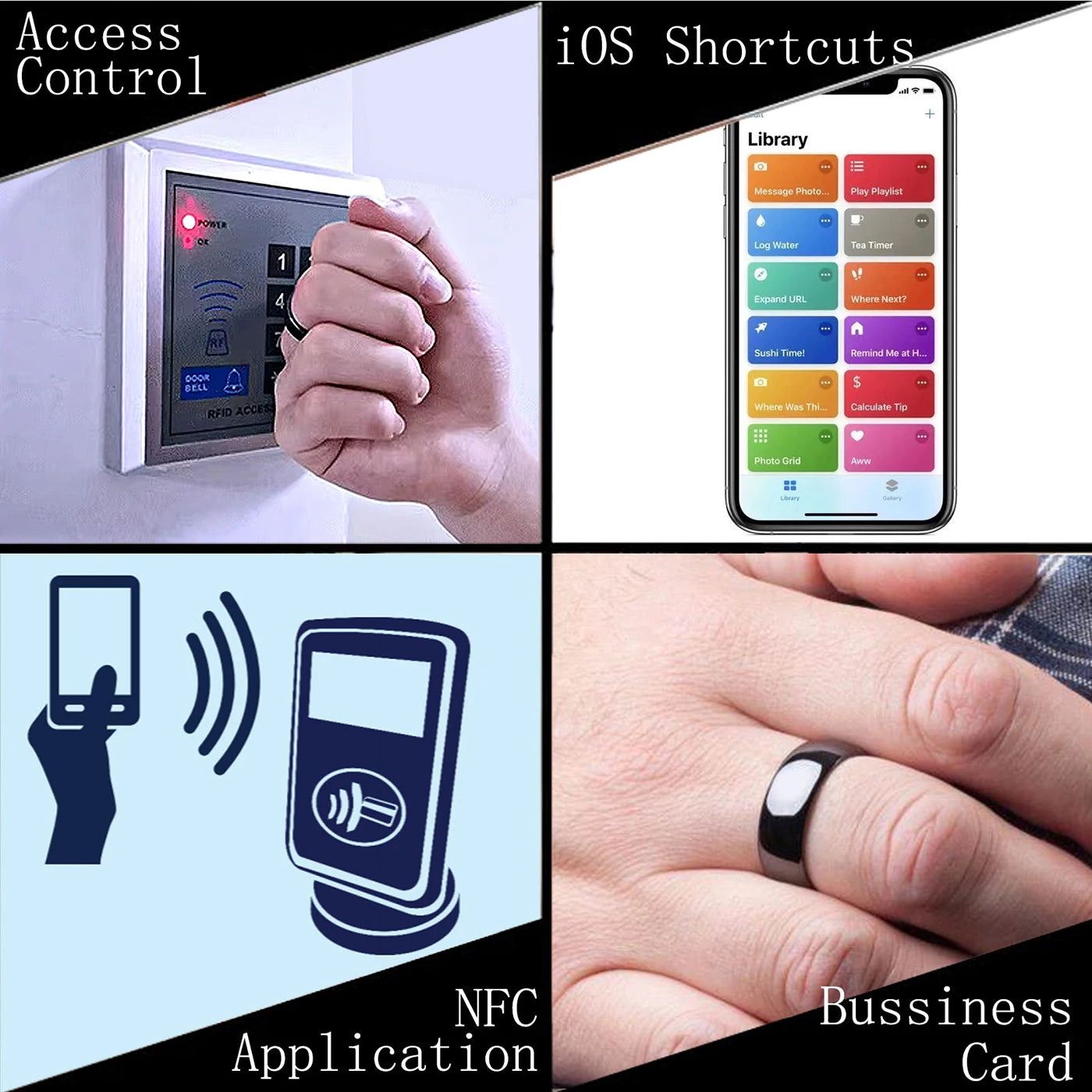 Ntag215 NFC Full Ceramic Smart Ring Compatible with NFC Enabled Phones and Devices Programmable 504 Bytes for Bussiness Tags