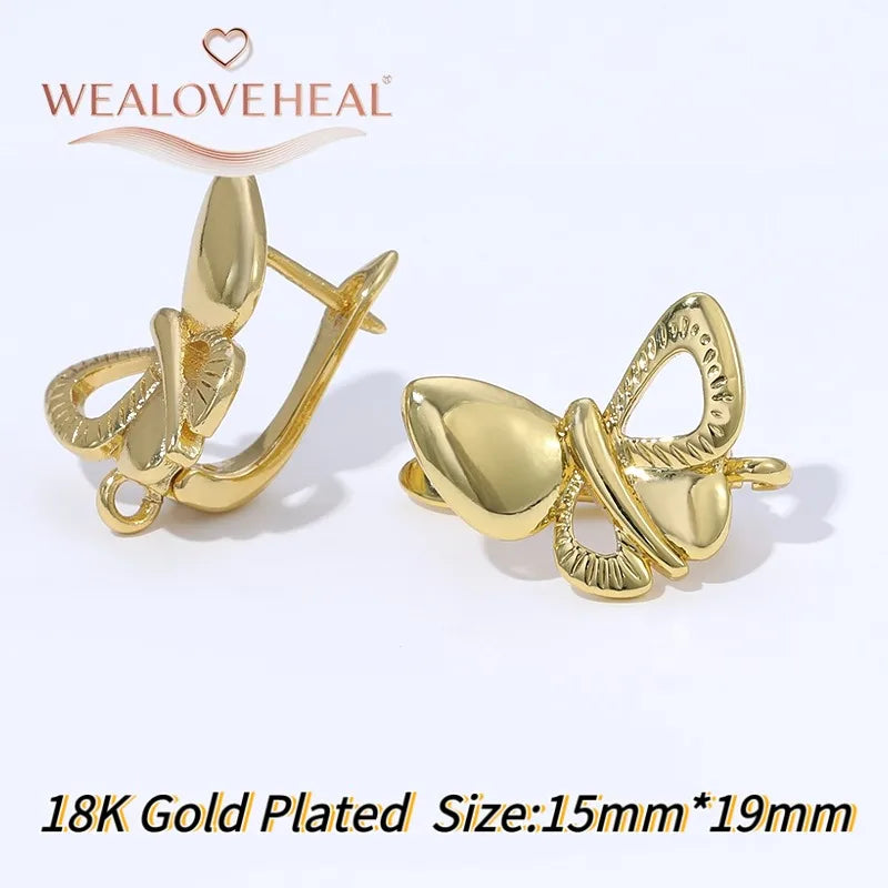 18K Gold Plated Brass Metal Leverback Earwire,Handmade DIY Earrings Findings Accessories, High Quality Heart Earring Hook Clasps
