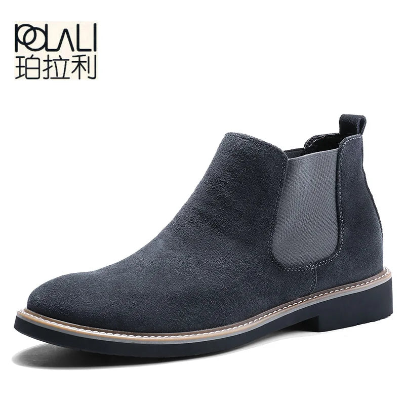 2023Casual shoes man  New Fashion Casual Men Ankle Chelsea Boots Male Shoes Cow Suede Leather Slip On Motorcycle Man Boot