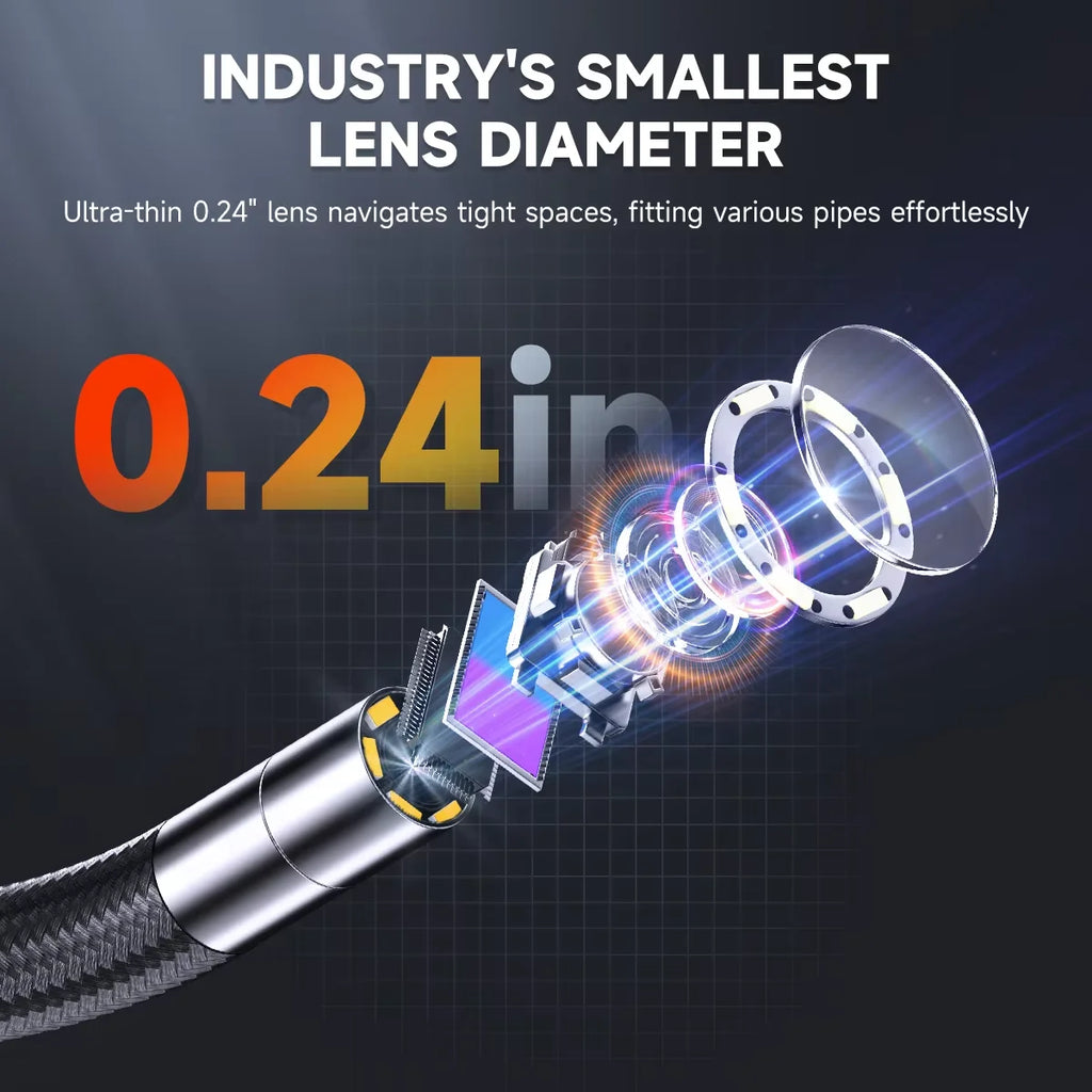 2-Way 210° 1080P 6LED Endoscope Inspection Snake Camera 210° 6.2mm Articulating Borescope  Industrial Endoscope Camera