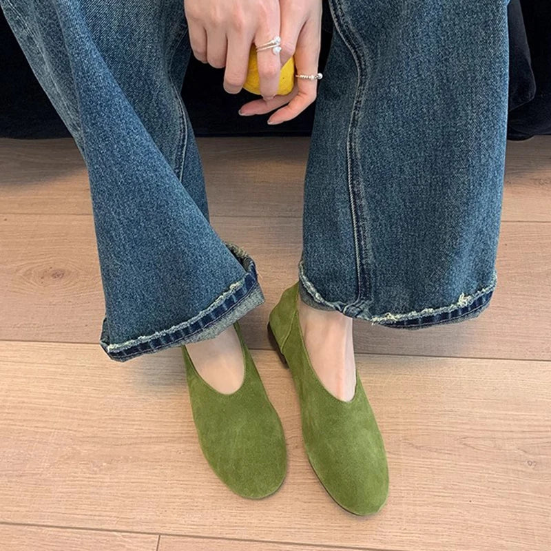 SUOJIALUN 2025 Spring New Women Flat Shoes Fashion Round Toe Slip On Ladies Casual Laofer Shoes Soft Flat Heel Outdoor Boat Shoe
