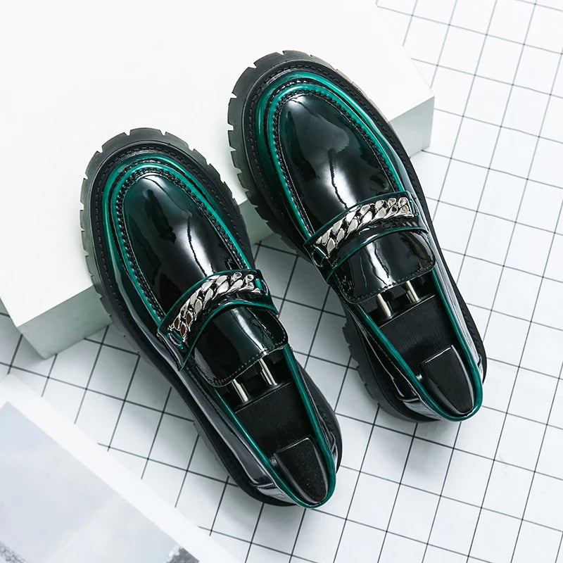 Genuine Leather Shoe for Men Increase Breathabe Casual Leather Shoes Trend Green British Big Head Shoes Men Casual Leather Shoes