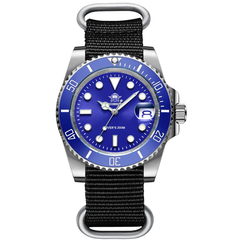 ADDIESDIVE Luxury Stainless Steel Quartz Watch For Men 20ATM Waterproof Date Clock Ceramic Bezel Sport Watches Relogio Masculino