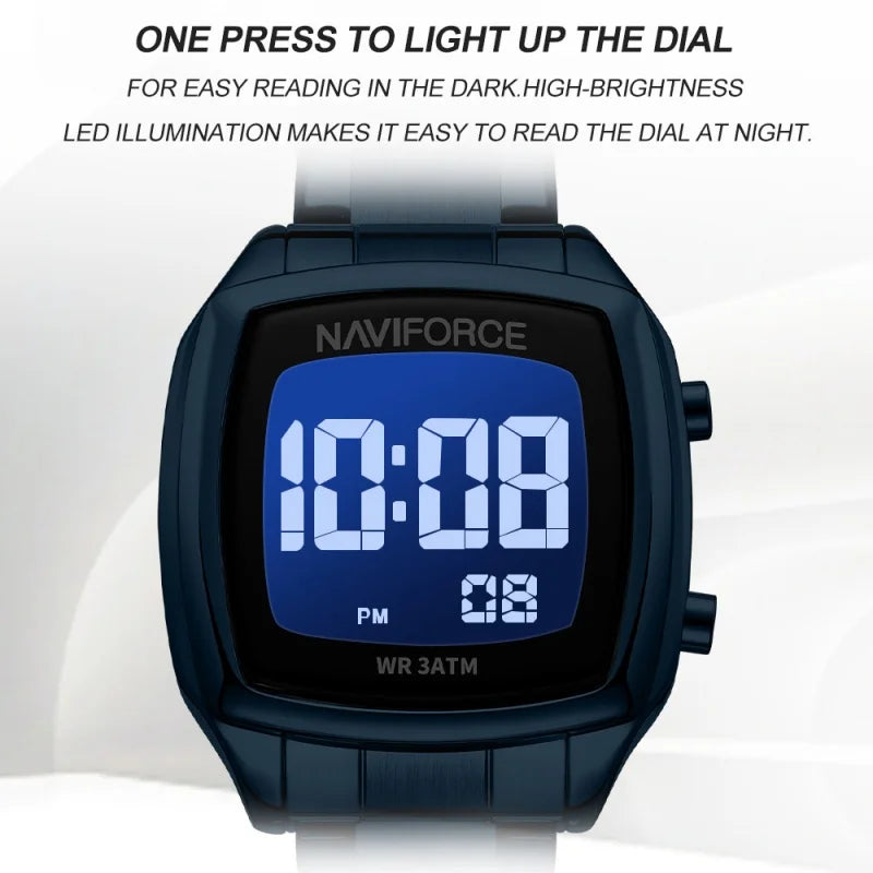 NAVIFORCE Watches for Women LCD Digital Waterproof Steel Band Female Casual Fashion Luxury Daily Wear Hot Sale Wristwatch NF5047