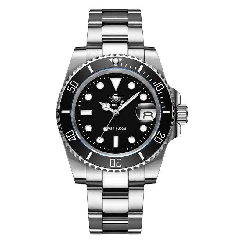 ADDIESDIVE Luxury Stainless Steel Quartz Watch For Men 20ATM Waterproof Date Clock Ceramic Bezel Sport Watches Relogio Masculino