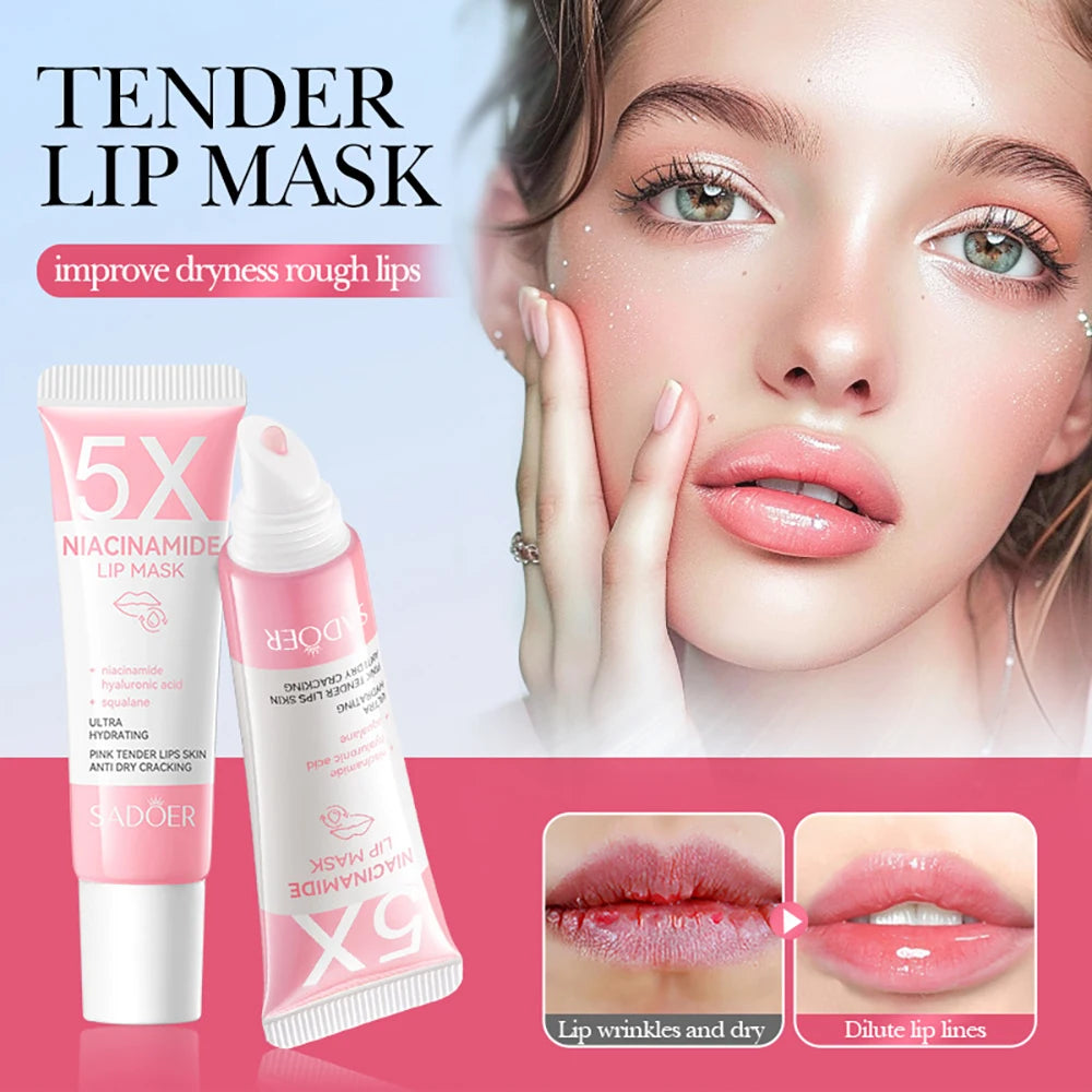 5X Niacinamide Plumping Lip Mask – Intense Hydration & Anti-Dryness for Soft, Pink Lips | Care Chapped Lips Overnig 10g/pc