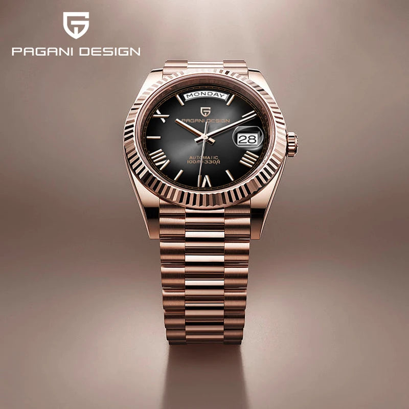 PAGANI DESIGN 2026 New DD36 Rose Gold Luxury Automatic Watch For Men Mechanical Wrist watch Men Sapphire Glass 10Bar Waterproof